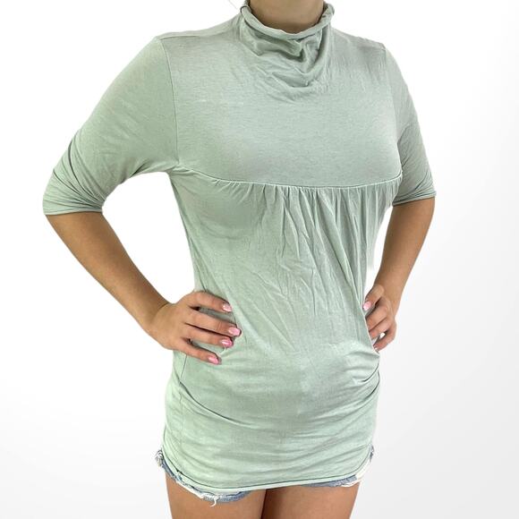 00s BEN AND LUCIA Vintage Green Mock Neck Half Sleeve Tunic - Picture 5 of 7